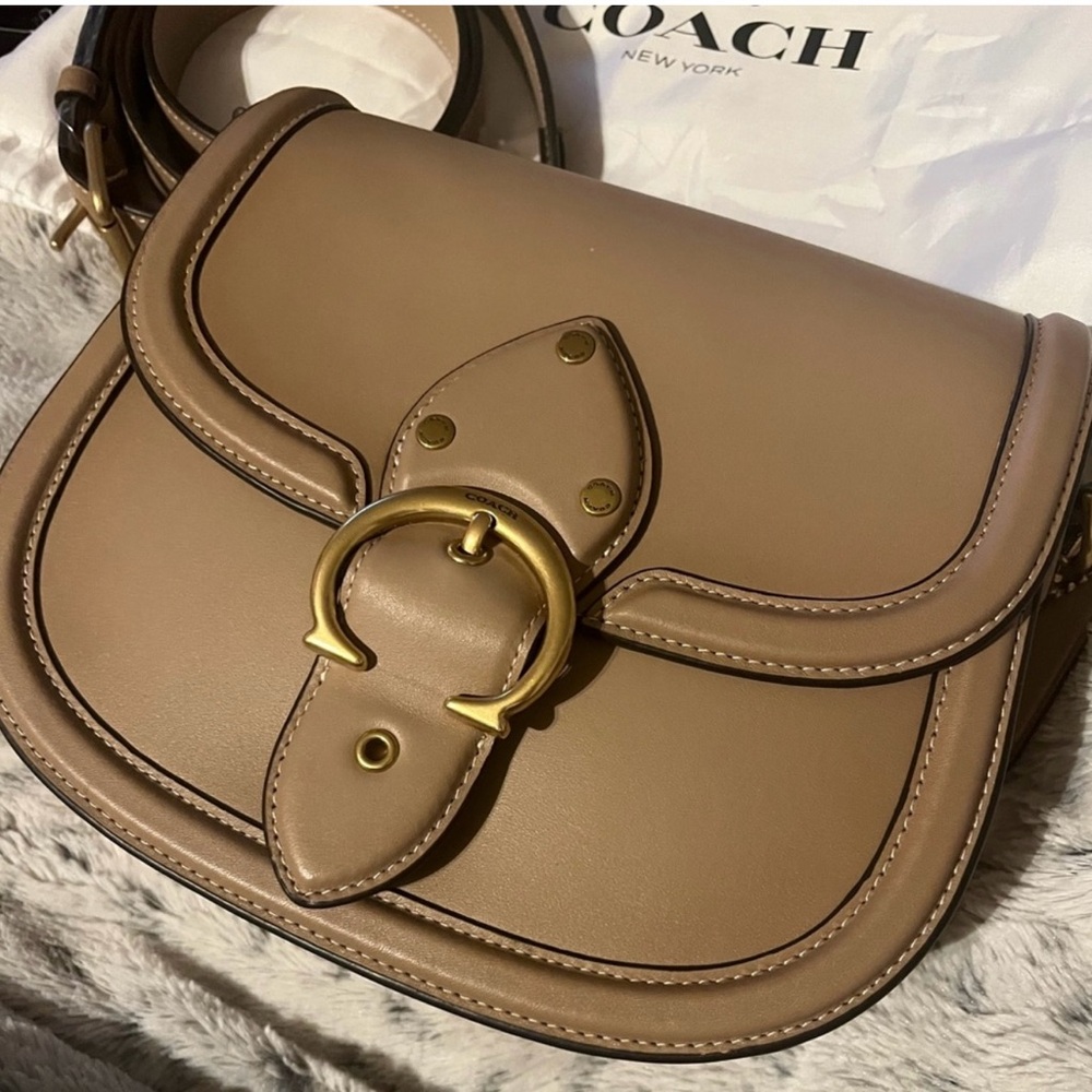 Coach Tan Crossbody Bag with Gold Hardware